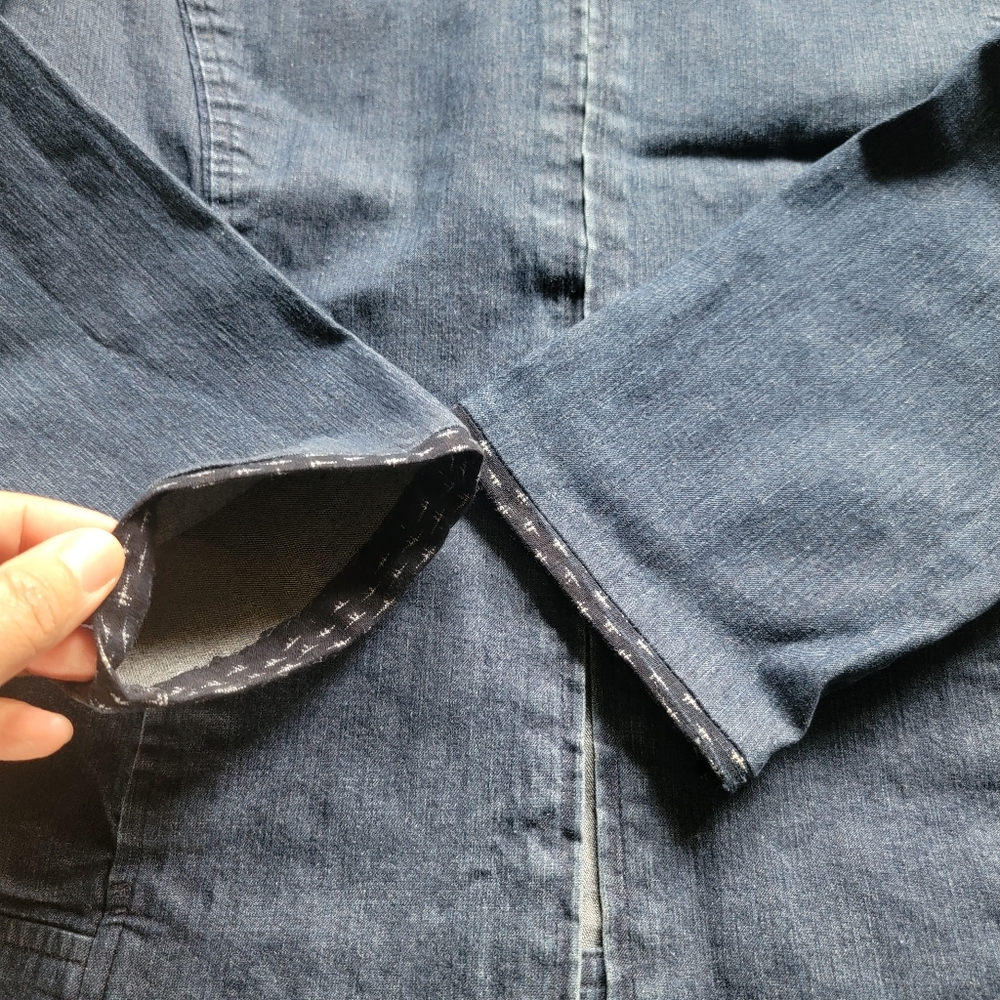 Eileen Fisher Open‎ Front High Collar Soft Denim Jacket Small - Picture 10 of 13